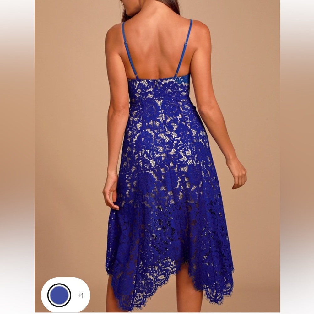 Lulus One Wish Royal Blue Lace Midi Dress - Picture 2 of 8